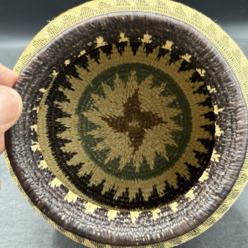 Hand Woven Fine Art Wounaan Werregue Basket Vessel Bowl 5"x 5" - Picture 4 of 9